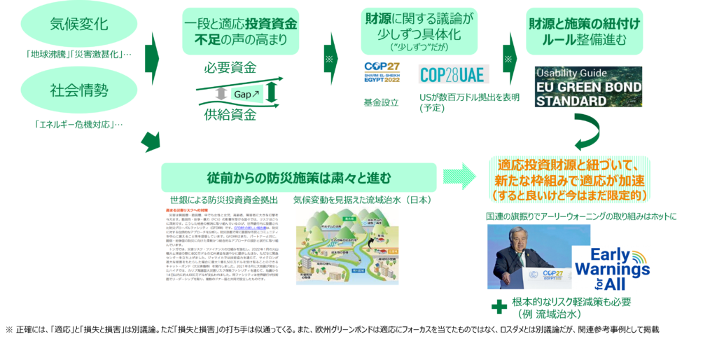 Overall view of trends in climate change adaptation and COP (our understanding)