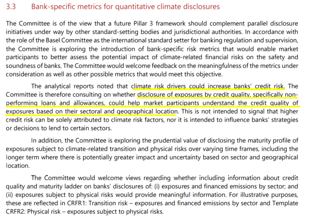 Quantitative metrics on bank-specific climate disclosures